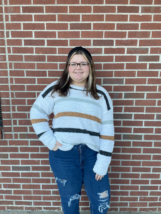 Striped popcorn sweater